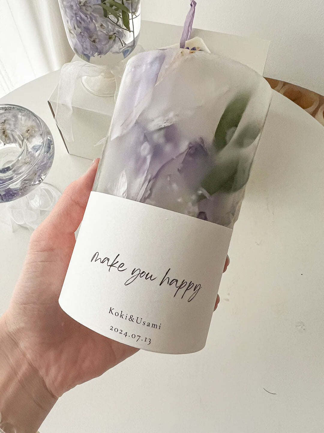 【単品】花束詰め込んだ”ランタンキャンドル”