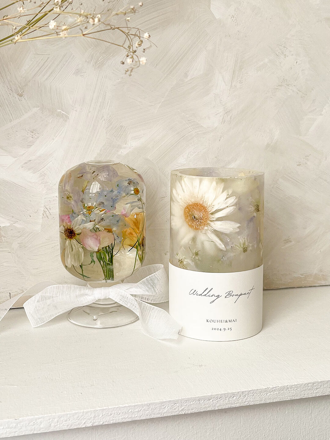 花束との記憶を閉じ込める”ハーバリウム&キャンドル”SET