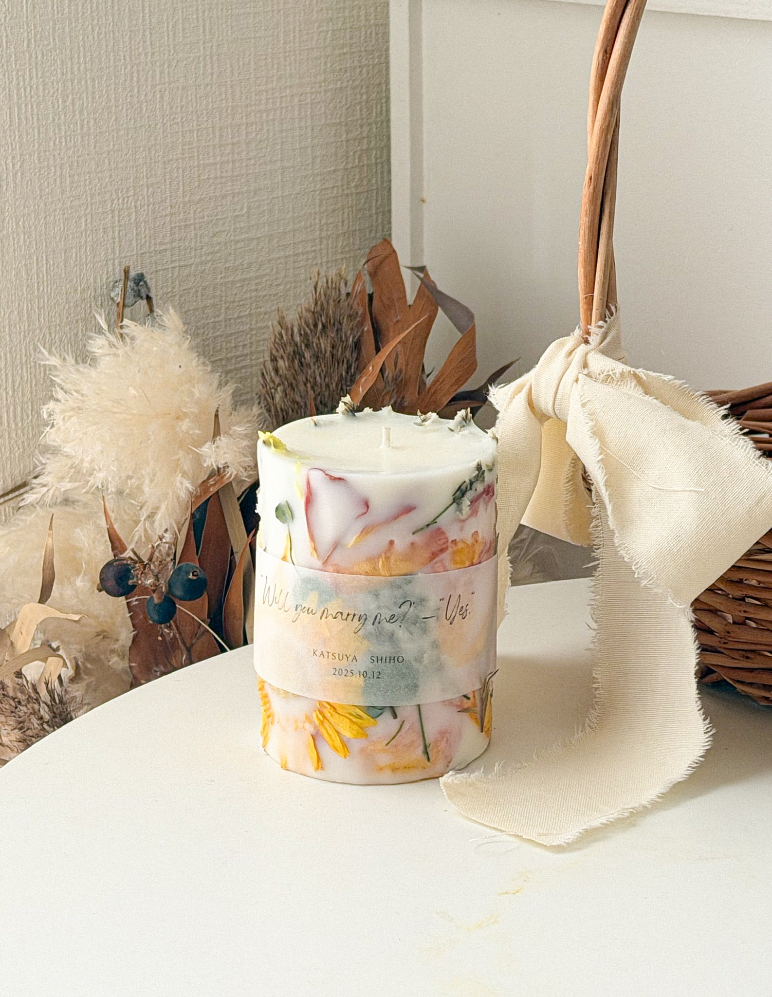 【単品】花束を詰め込んだ灯す”ボタニカルキャンドル”